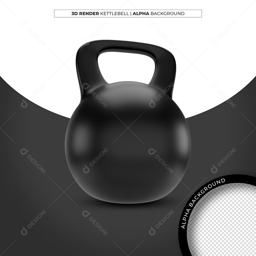 Elemento 3D Kettlebell Musculação para Composição PSD