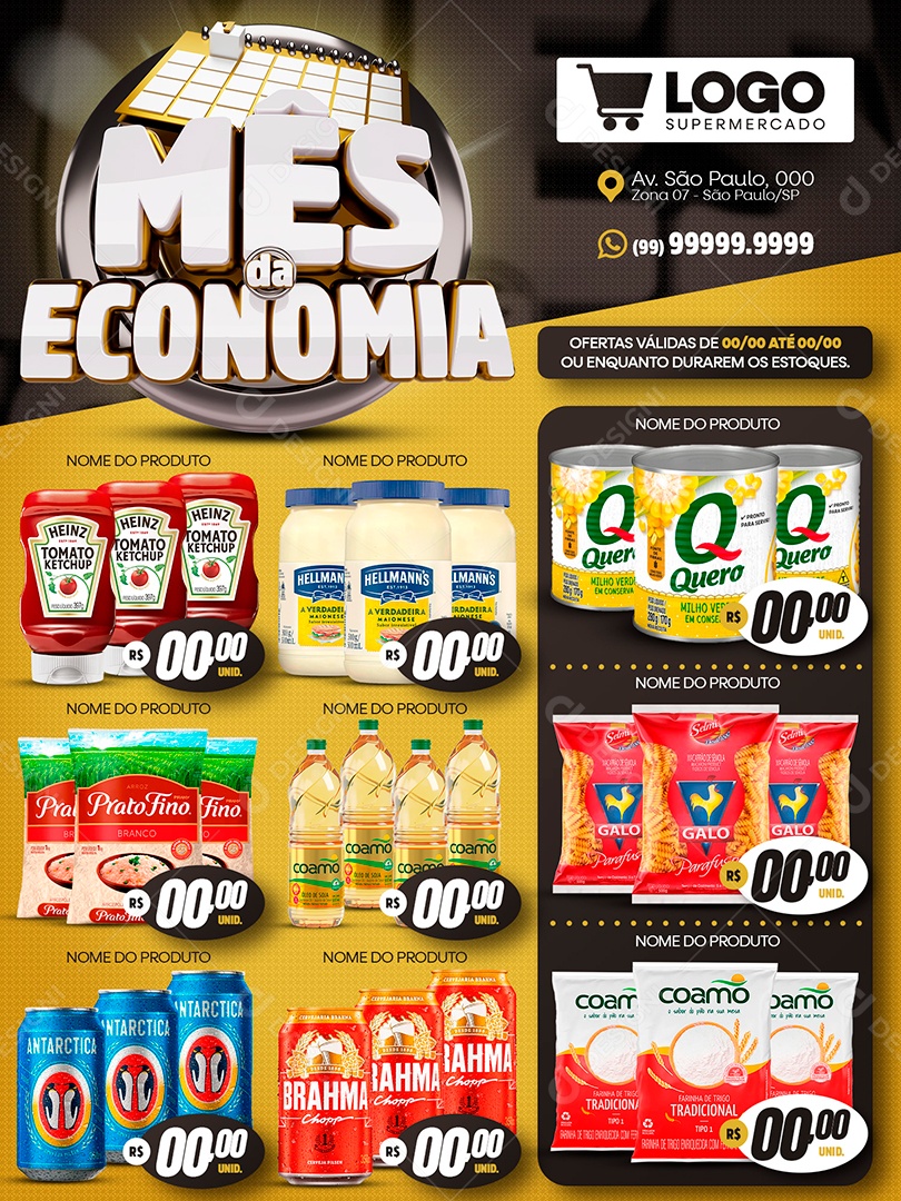 Encarte Mês da Economia Com Selo 3D Social Media PSD Editável