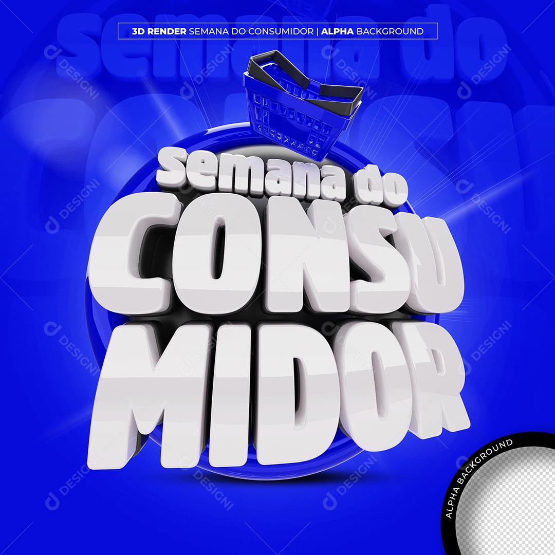 Selo 3D Semana Do Consumidor Azul Direita Para Composição