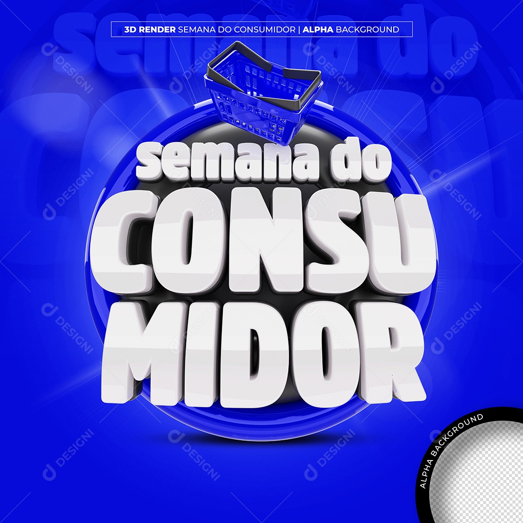 Selo 3D Semana Do Consumidor Azul Para Composição