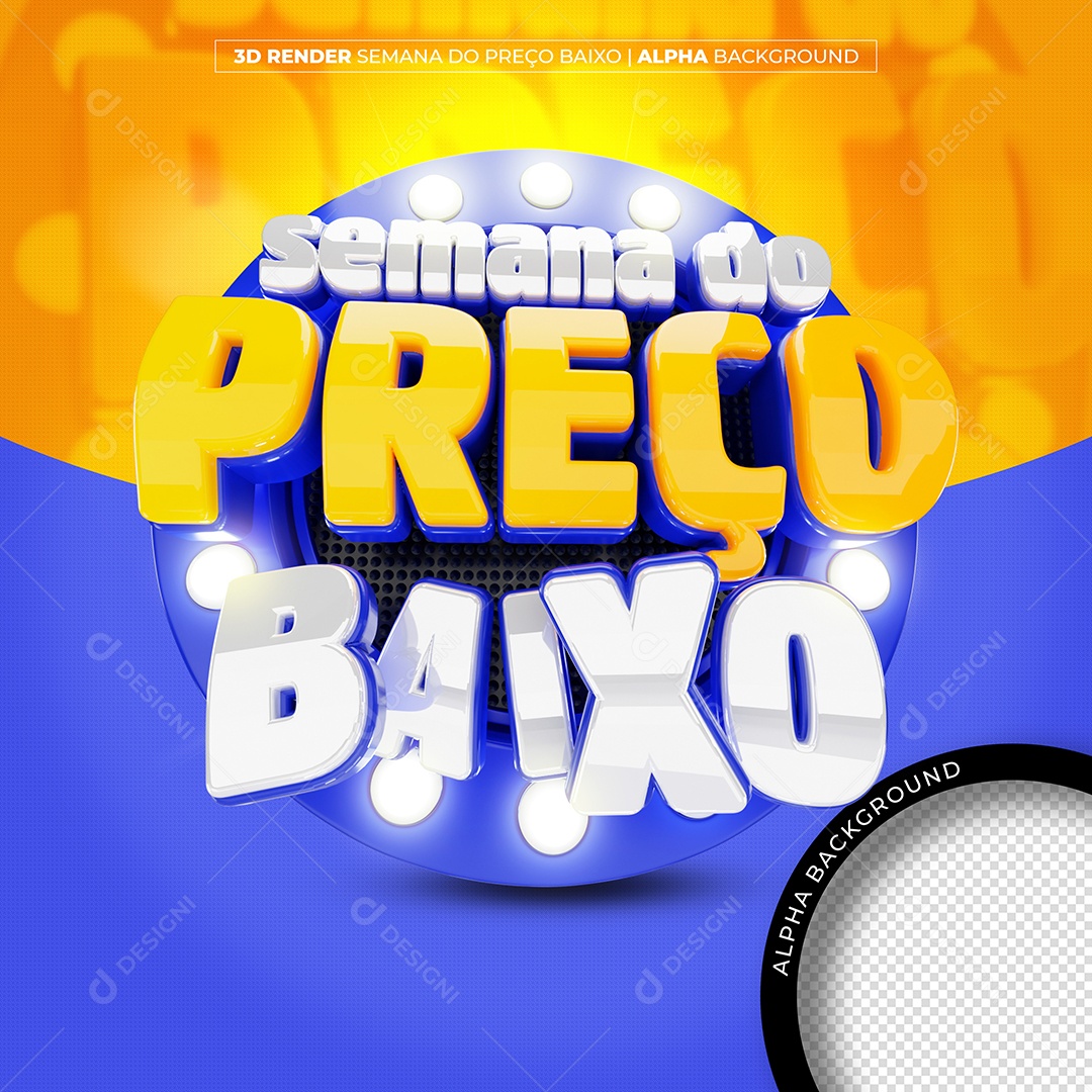 Selo 3D Semana do Preço Baixo Azul para Composição
