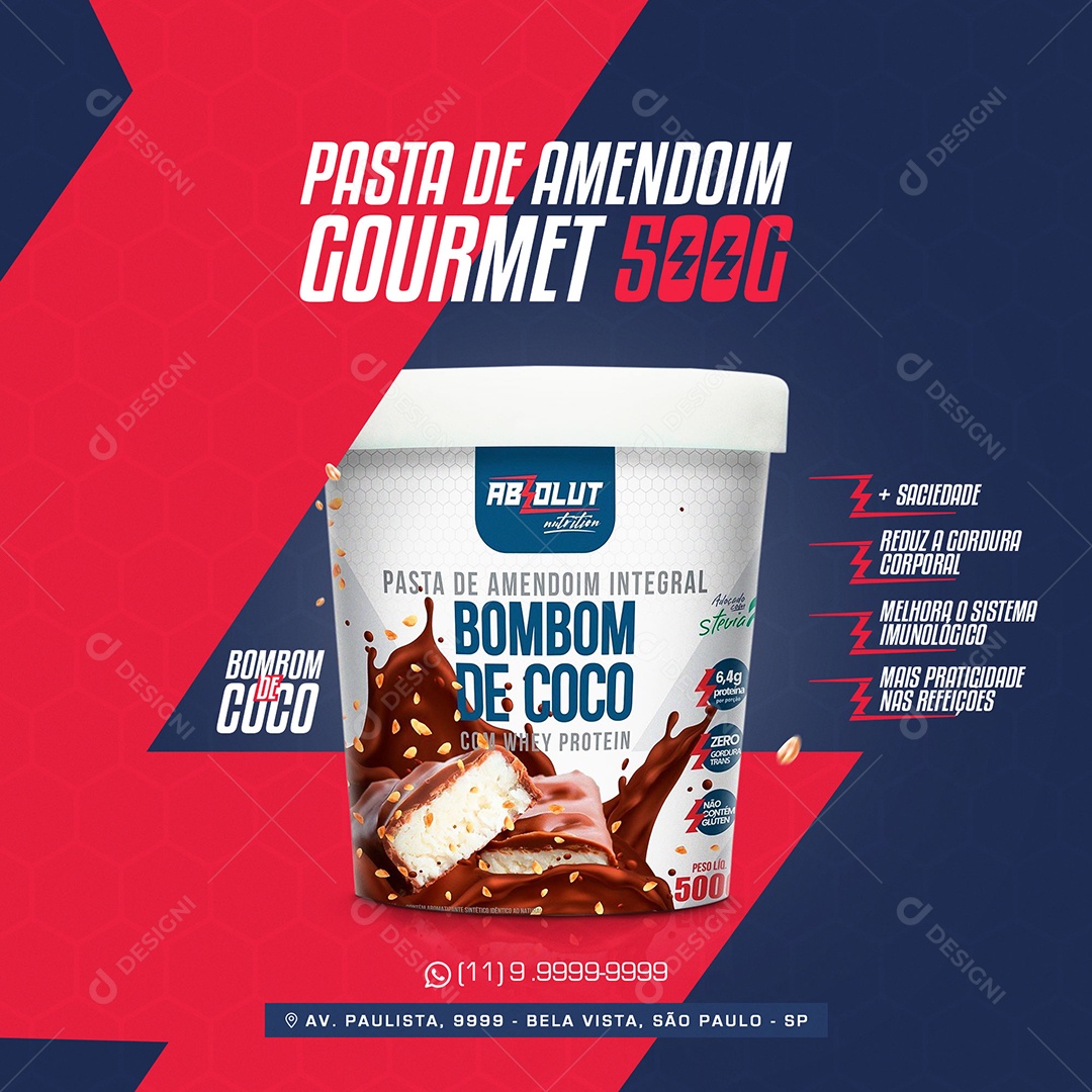 Post Social Media Feed Pasta de Amendoim Absolut PSD