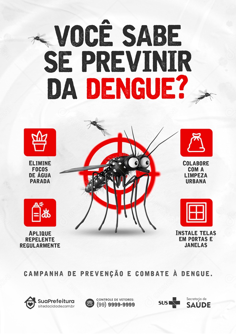 Você Sabe se Previnir da Dengue Social Media PSD Editável