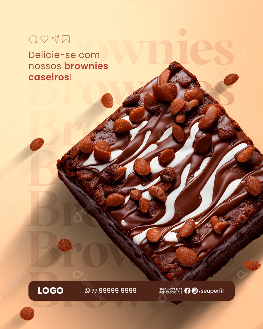 Delicie-se com nossos Brownies Caseiros Social Media PSD Editável