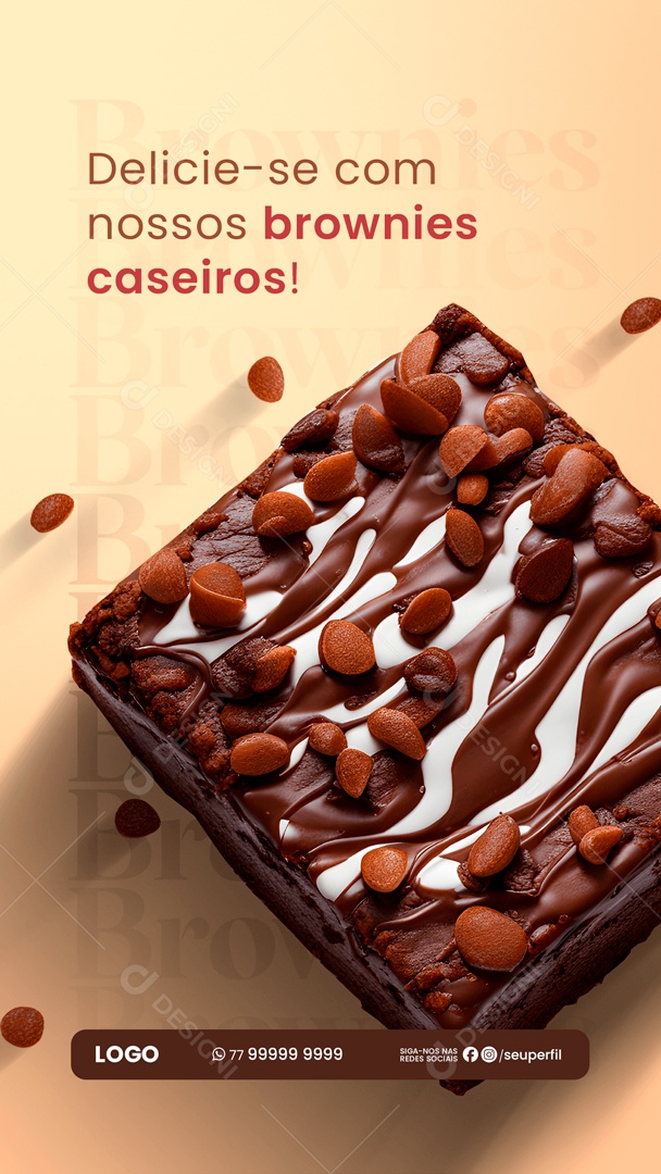 Story Delicie-se com nossos Brownies Caseiros Social Media PSD Editável