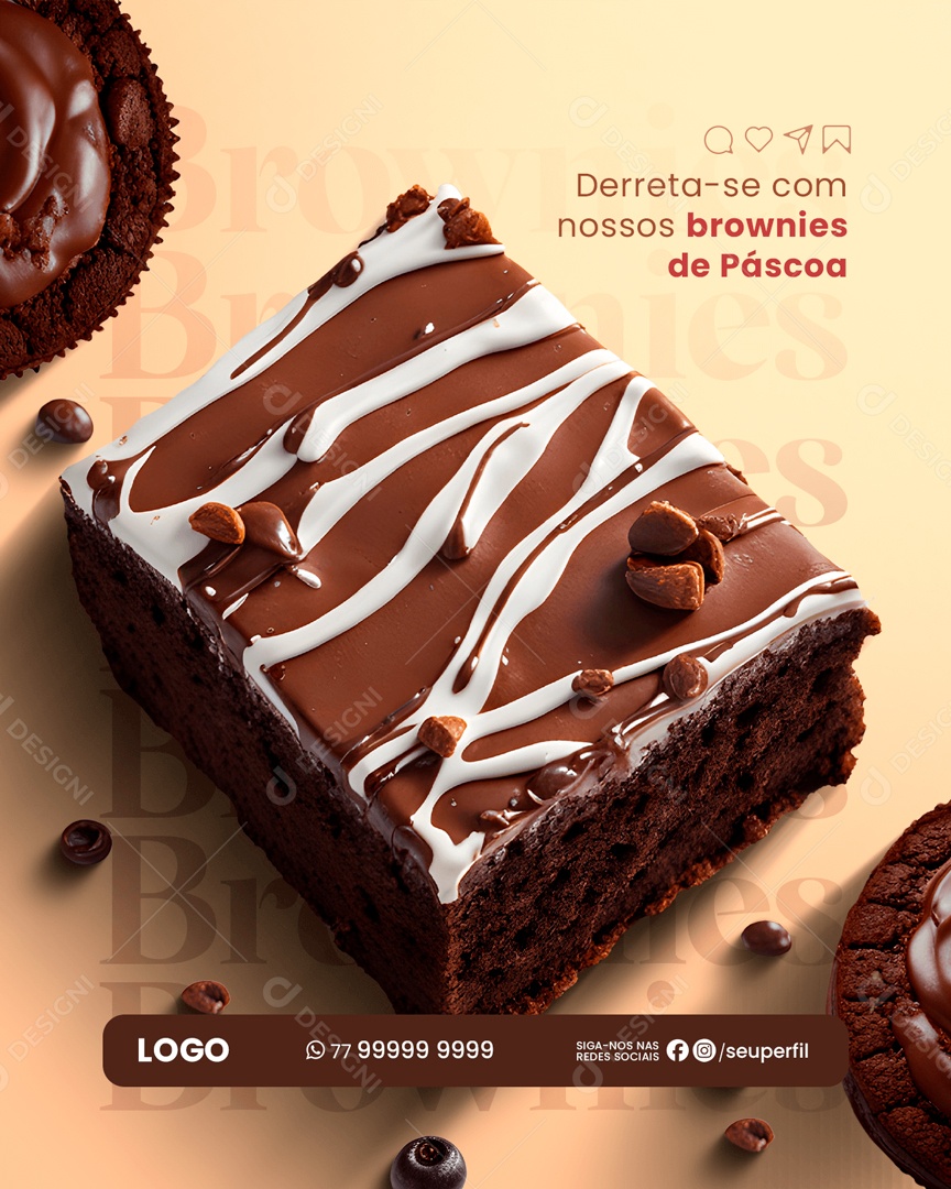 Derrata-se com nossos Brownies de Páscoa Social Media PSD Editável