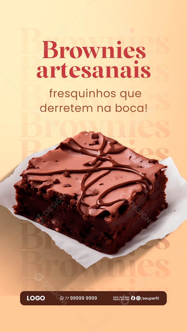 Story Brownies Artesanais Fresquinho que Derrete na Boca Social Media PSD Editável