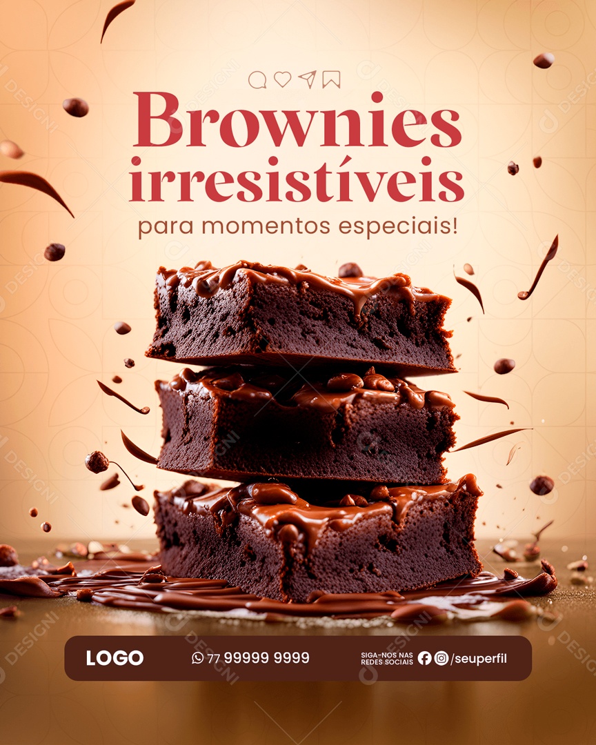 Brownies Irresistíveis para Momentos Especiais Social Media PSD Editável