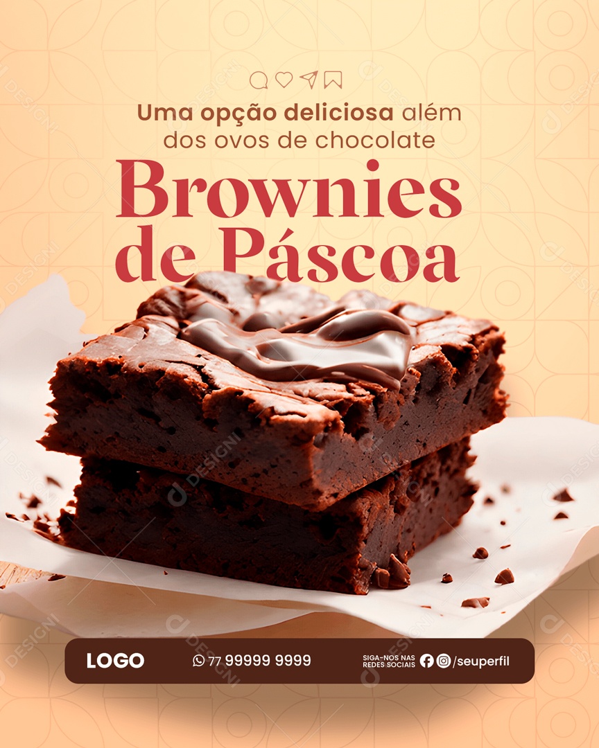 Uma Opção Deliciosa Além dos Ovos de Chocolate Brownies de Páscoa Social Media PSD Editável