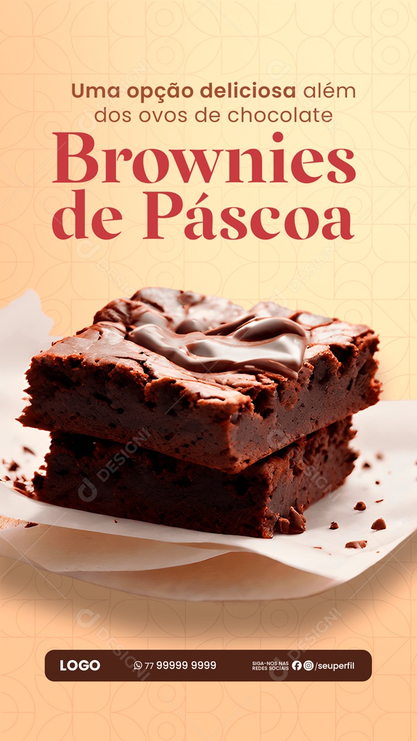 Story Uma Opção Deliciosa Além dos Ovos de Chocolate Brownies de Páscoa Social Media PSD Editável