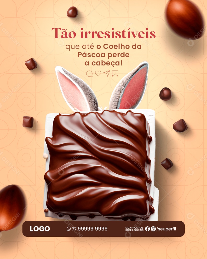 So Irresistible That Even the Easter Bunny Loses His Mind Social Media Editable PSD
