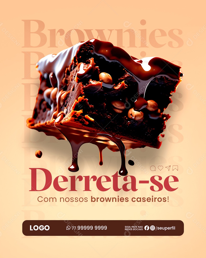 Derreta-se com nossos Brownies Caseiros Social Media PSD Editável