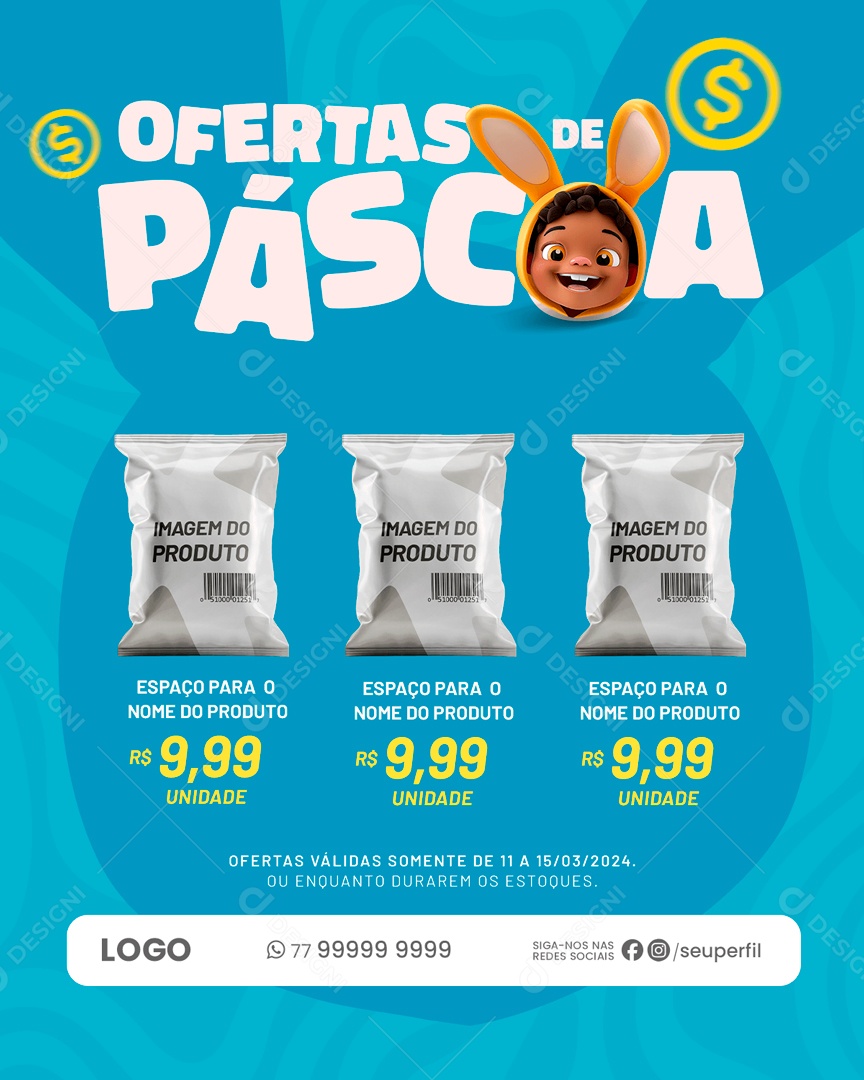 Ofertas de Páscoa Enquanto Durarem os Estoques Social Media PSD Editável
