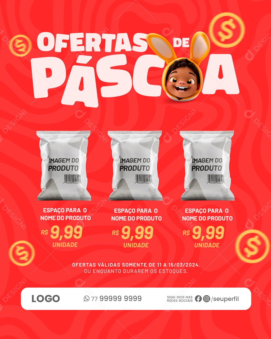 Ofertas de Páscoa Social Media PSD Editável