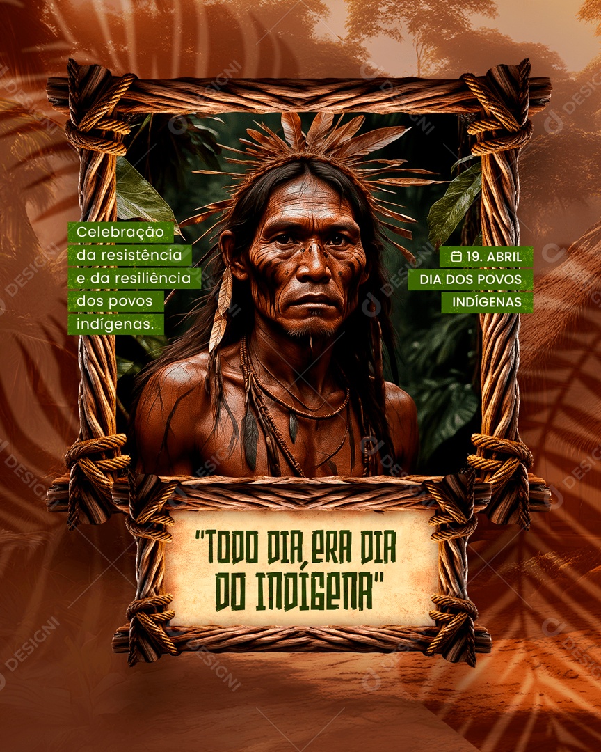 Dia do Índio 19 Dde Abril Celebração Social Media PSD Editável