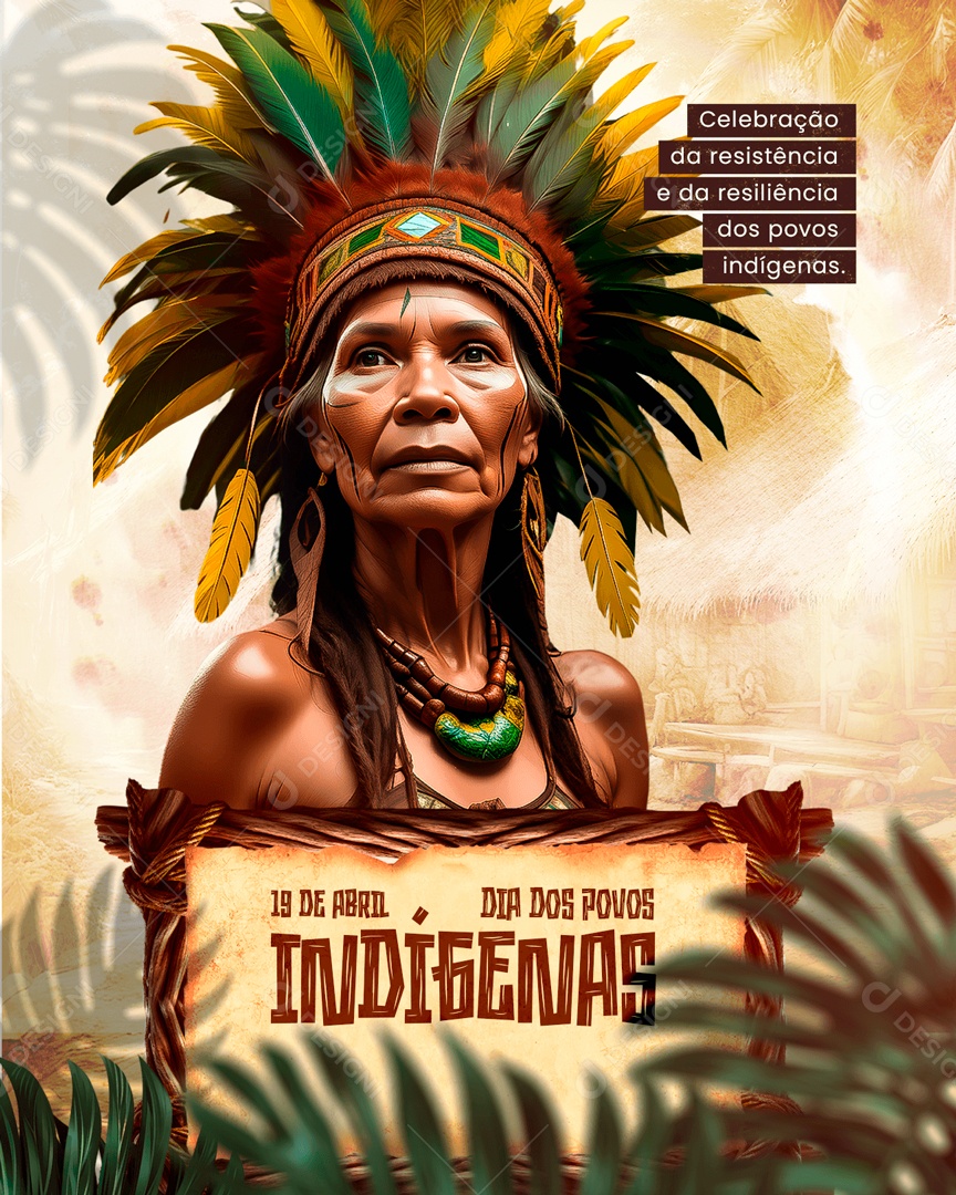 Dia do Índio 19 de Abril Celebração da Resistência Social Media PSD Editável