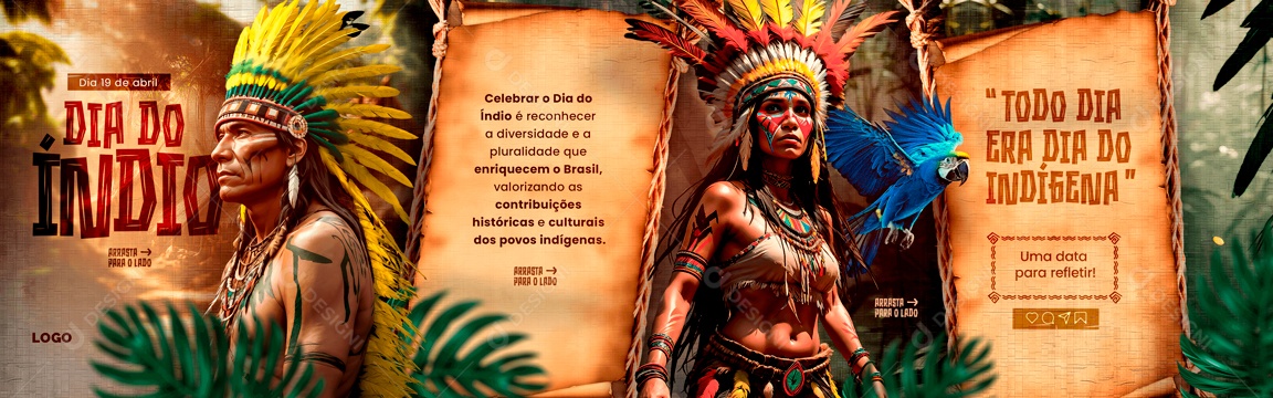 Carrossel Dia do Índio 19 Dde Abril é Reconhecer a Diversidade e a Pluralidade Social Media PSD Editável