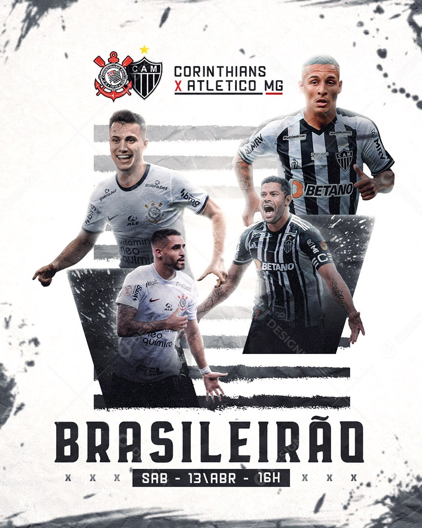 Jogo de Futebol Corinthians x Atletico MG Brasileirão Social Media PSD Editável