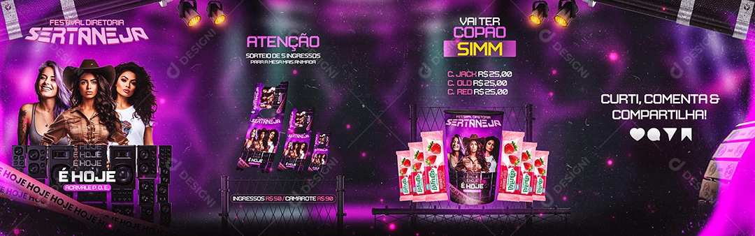 Carrossel Flyer Festival Diretoria Sertaneja Social Media PSD Editável