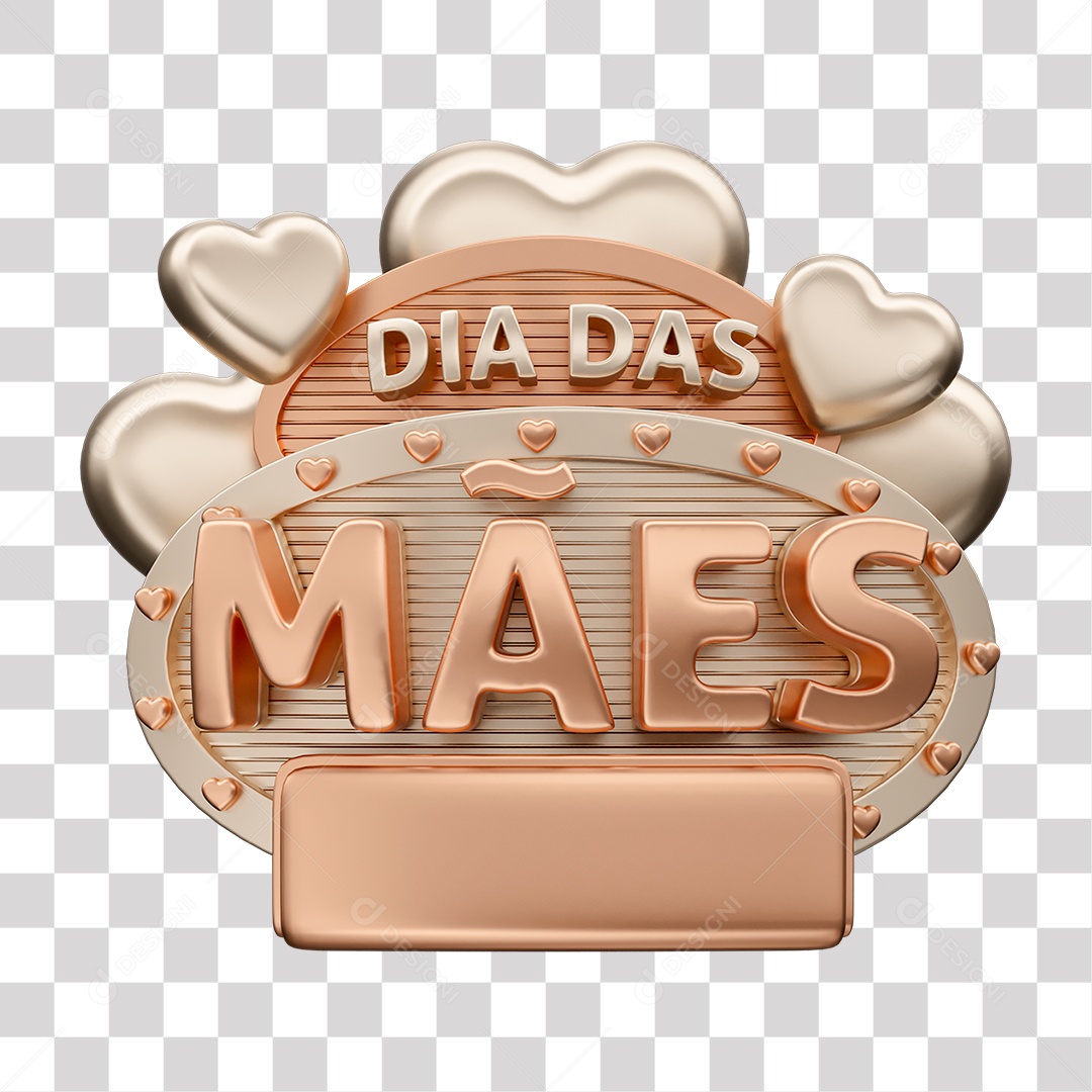 Dia das Mães Selo 3D para Composição PNG Transparente