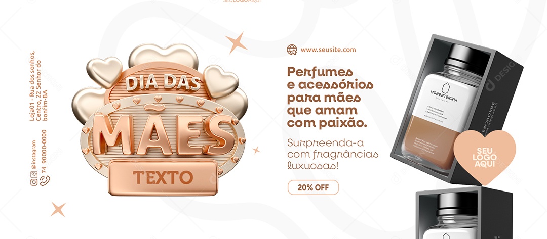Banner Dia das Mães Perfumes e Acessórios Social Media PSD Editável