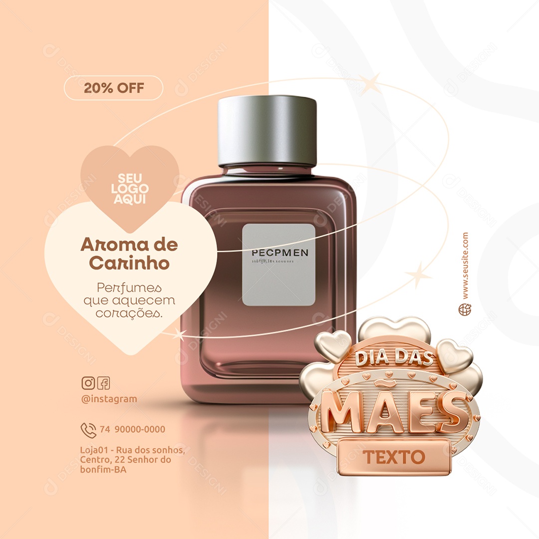 Dia das Mães Perfume Aroma de Carinho Social Media PSD Editável