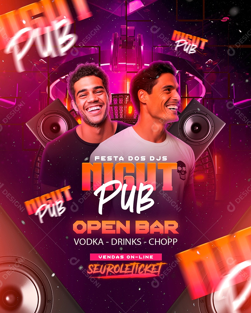 Flyer Festa Dos DJS Pub Social Media PSD Editável