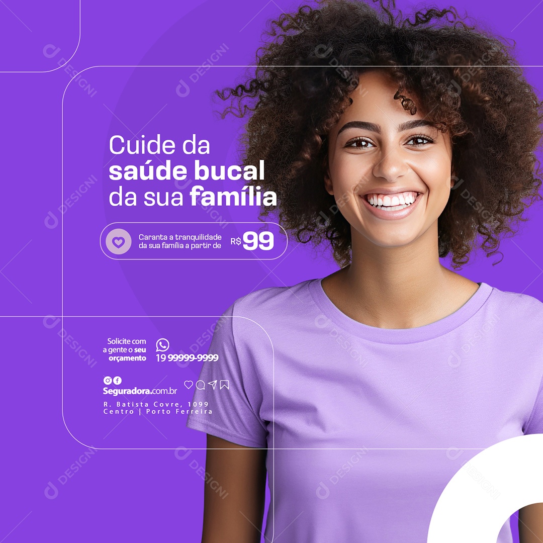Seguradora Cuide da Saúde Bucal da sua Família Social Media PSD Editável