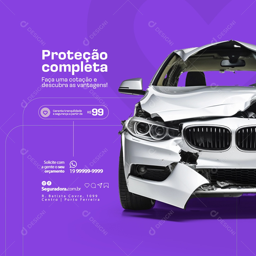 Seguradora Carro Proteção Completa Social Media PSD Editável