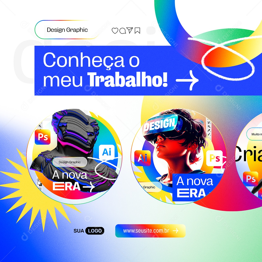 Design Graphic Conheça o Meu Trabalho Social Media PSD Editável