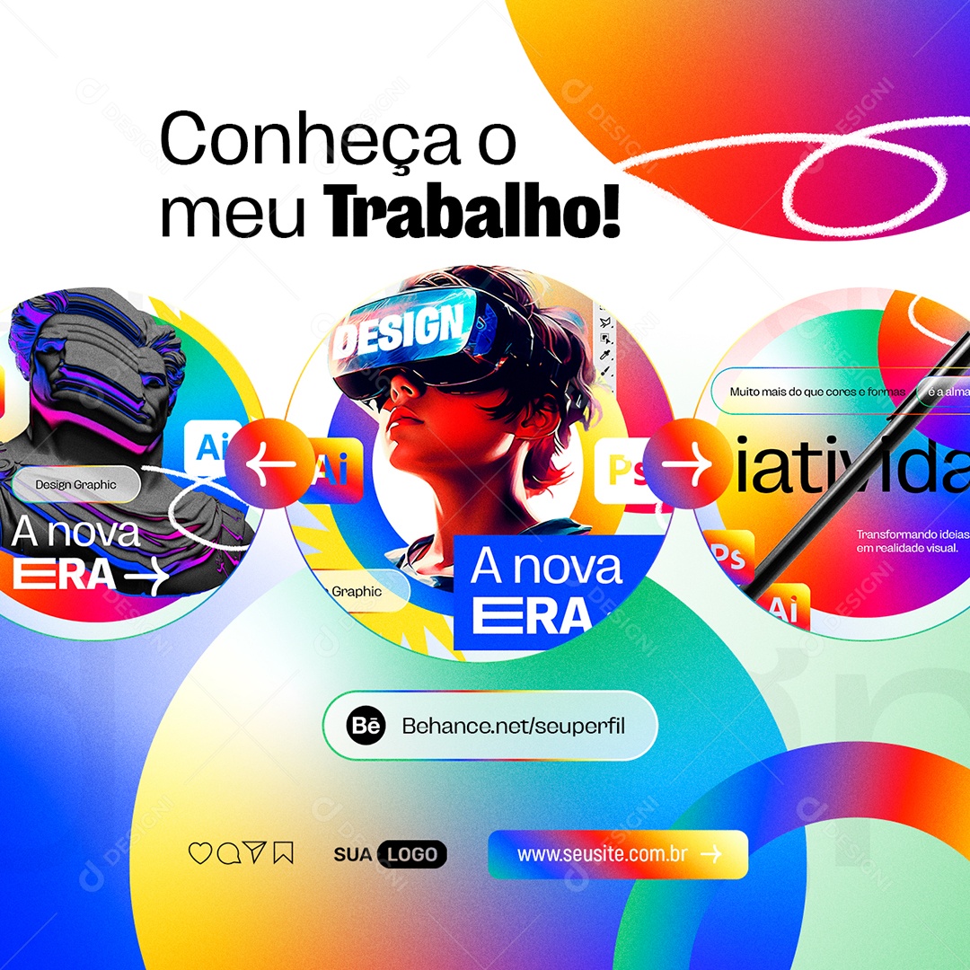 Design Graphic Conheça o Meu Trabalho A Nova Era Social Media PSD Editável