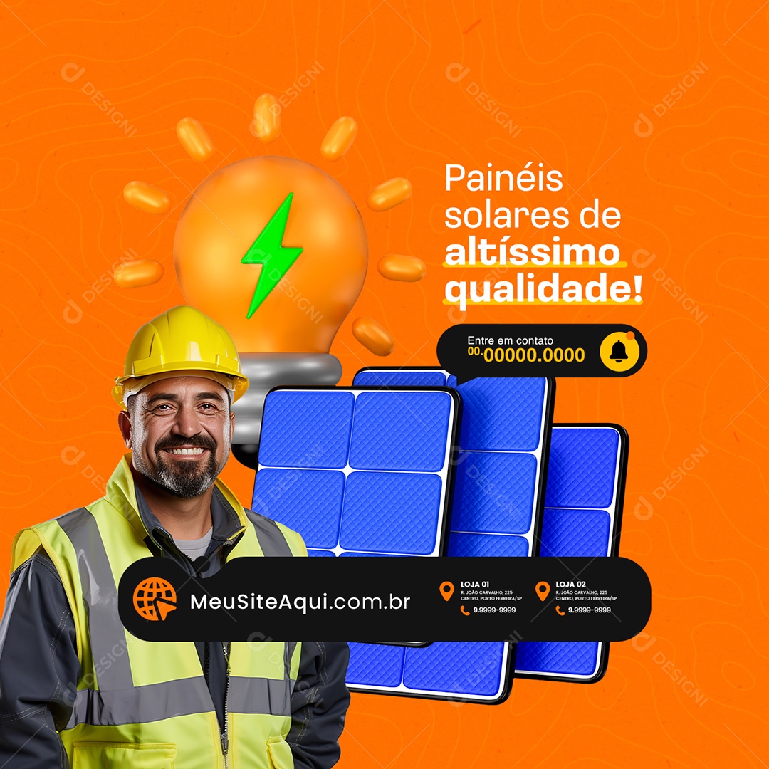 Energia Solar Painéis Solares de Altíssimo Qualidade Social Media PSD Editável
