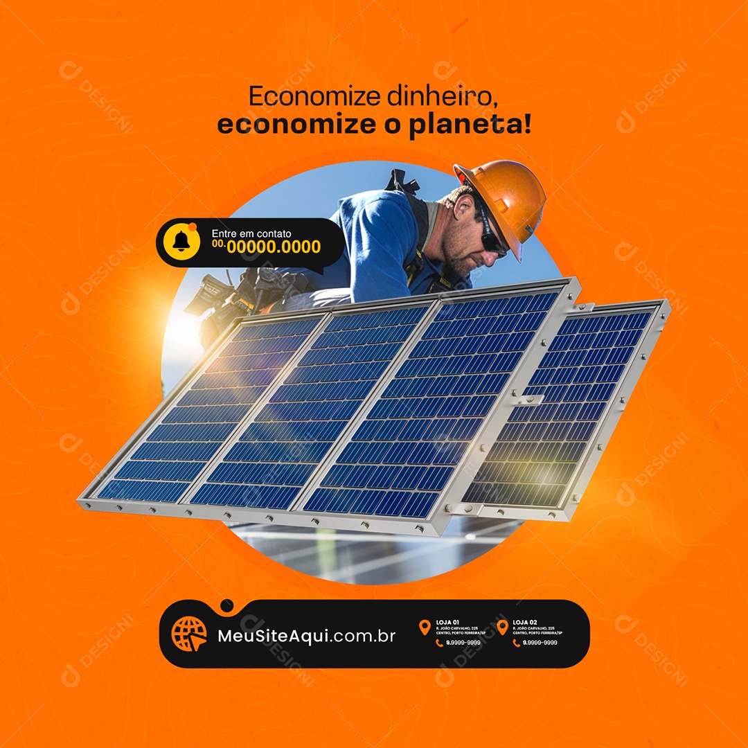 Social Media Energia Solar Economize Dinheiro Economize o Planeta PSD Editável
