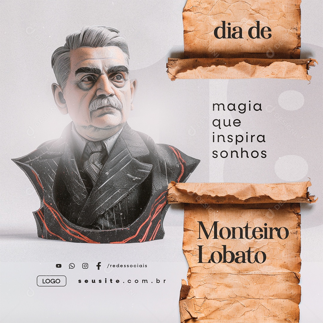 Dia de Monteiro Lobato 18 de Abril Magia que Inspira Sonhos Social Media PSD Editável