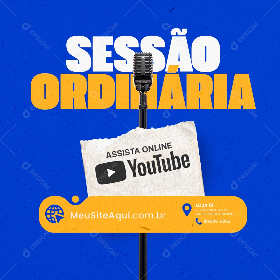 Social Media Sessão Ordinária Assista Online Youtube PSD Editável