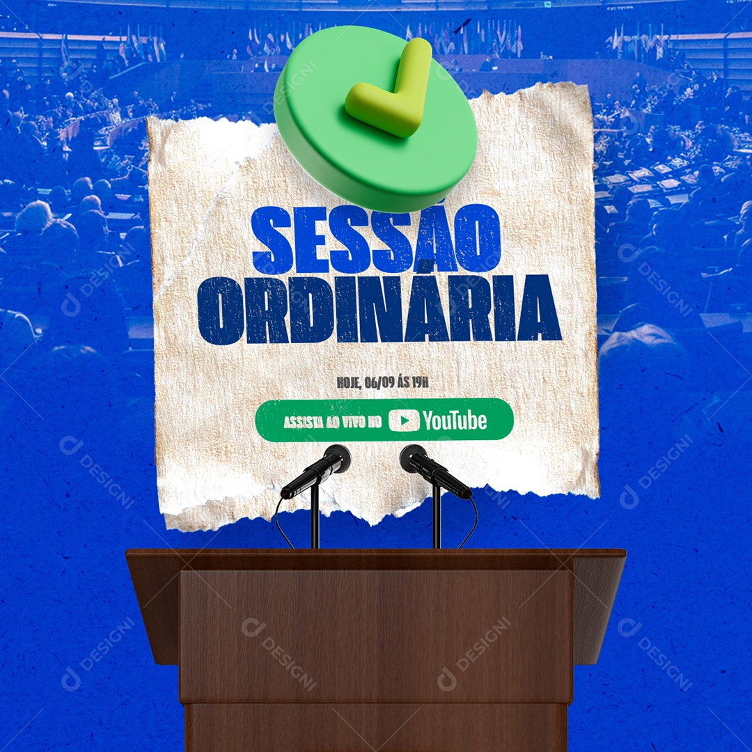 Sessão Ordinária Assista Ao Vivo no Youtube Social Media PSD Editável