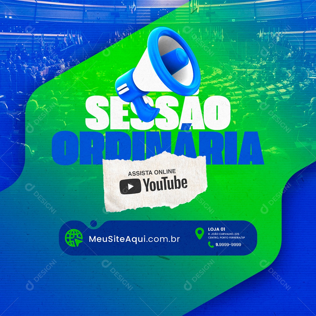 Sessão Ordinária Assista Online Youtube Social Media PSD Editável