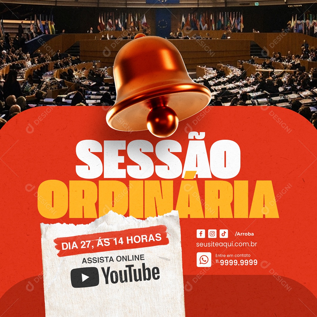 Social Media Sessão Ordinária Assista Online Youtube PSD Editável