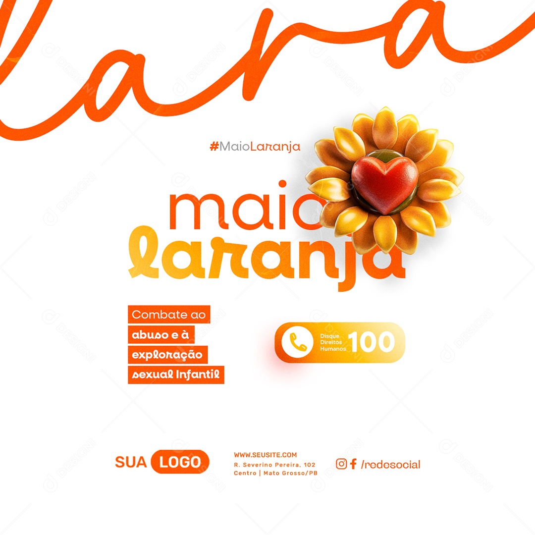 Maio Laranja Combate ao Abuso e à Exploração Sexual Infantil Social Media PSD Editável