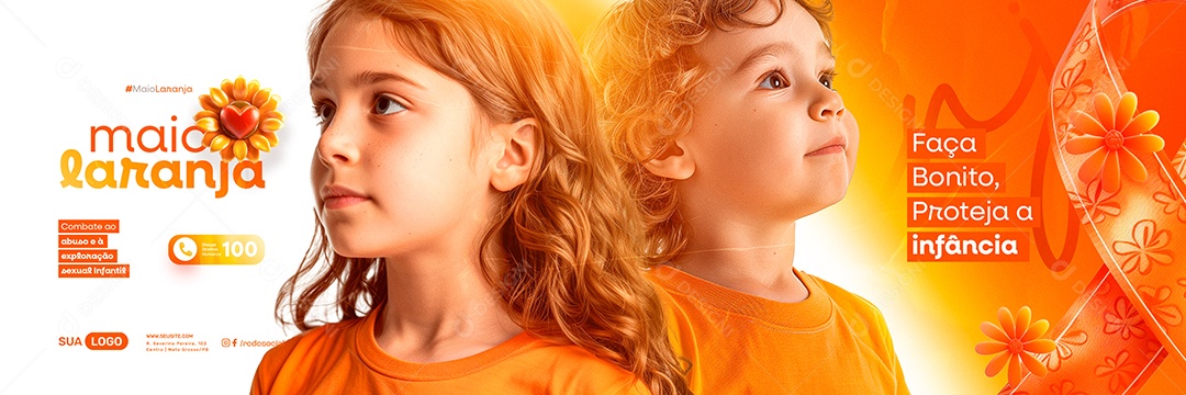 Carrossel Maio Laranja Proteja a Infância Social Media PSD Editável