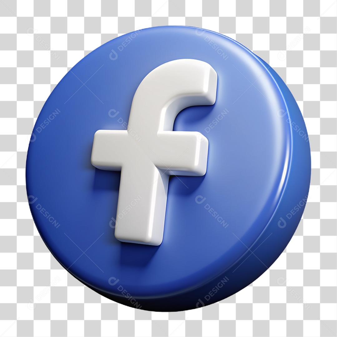 Elemento 3D Ícone Facebook PNG Transparente