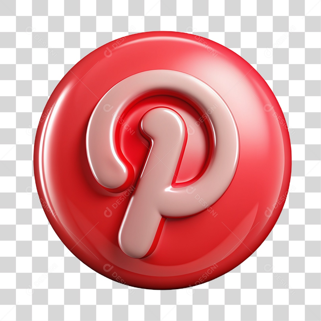 Elemento 3D Ícone Pinterest PNG Transparente