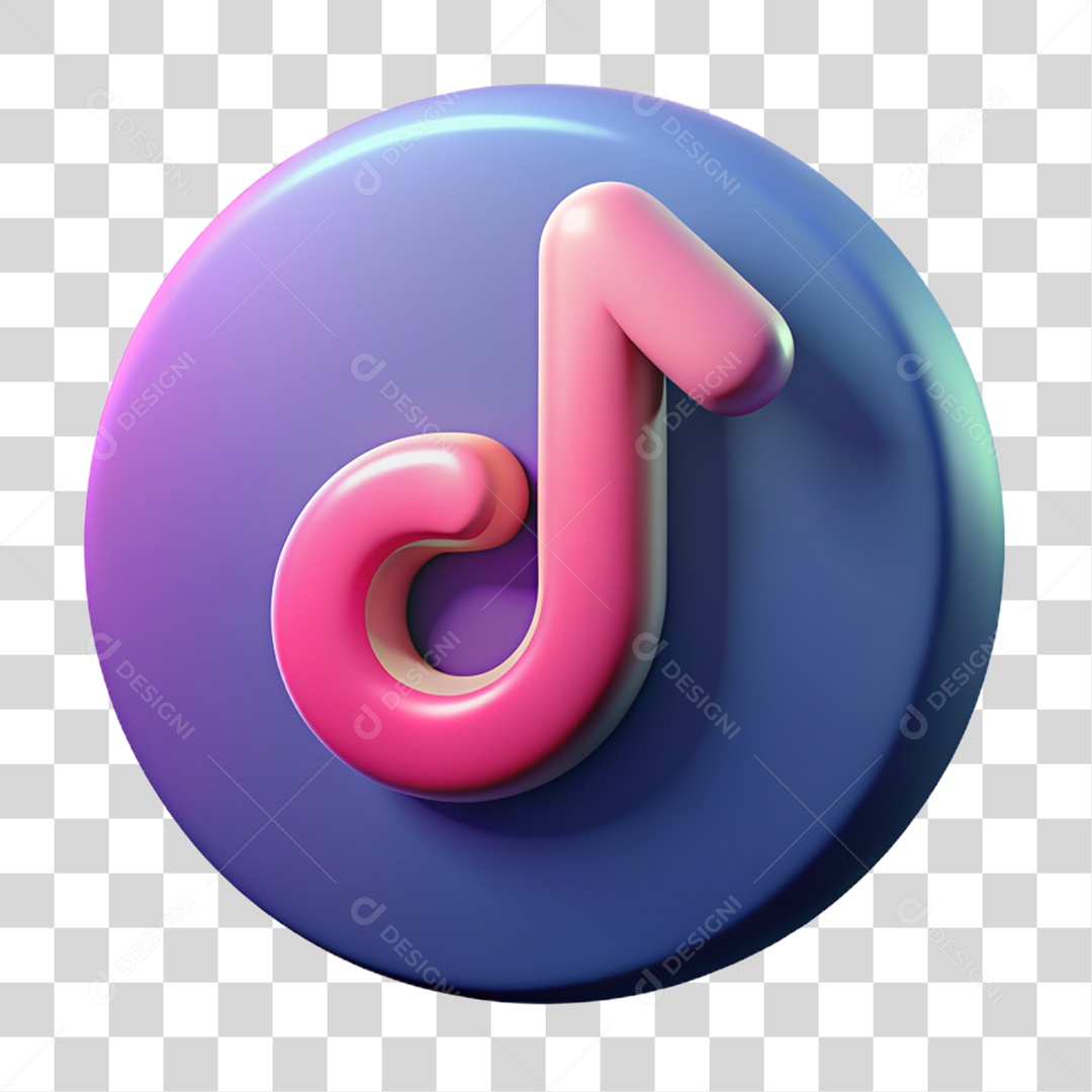 Elemento 3D Ícone TikTok PNG Transparente