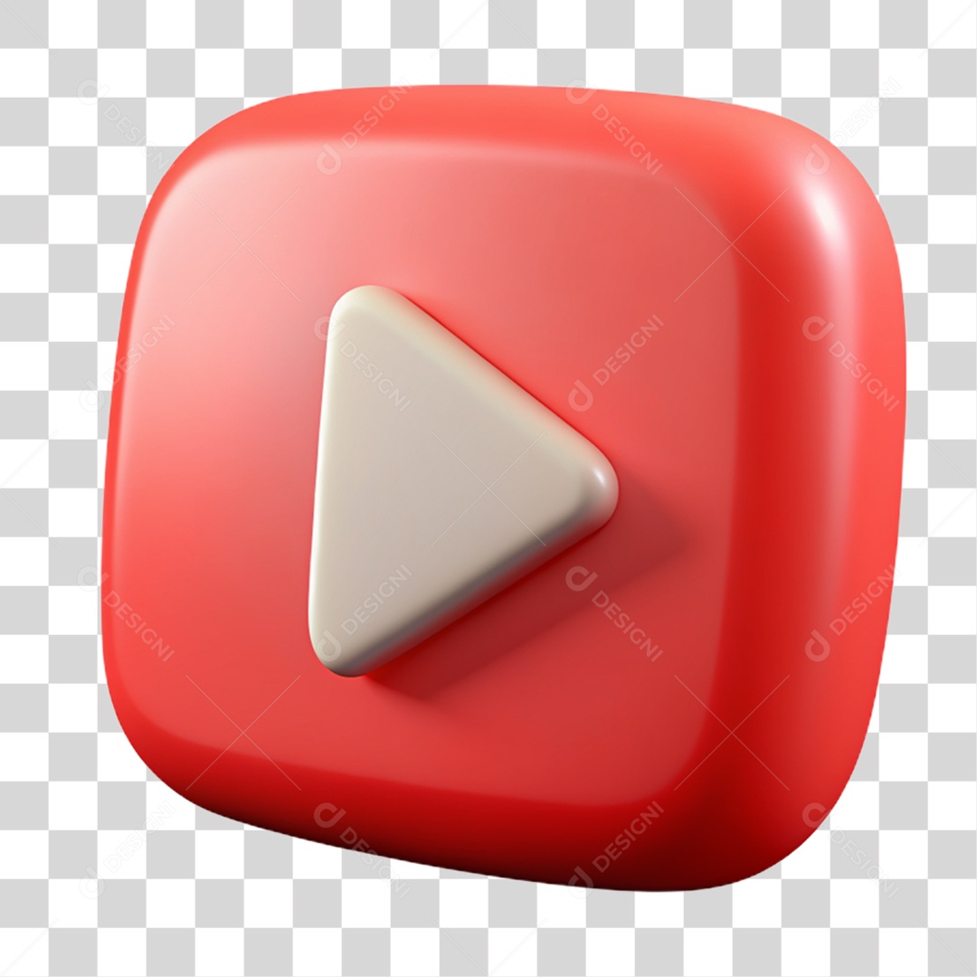 Elemento 3D Ícone Youtube PNG Transparente