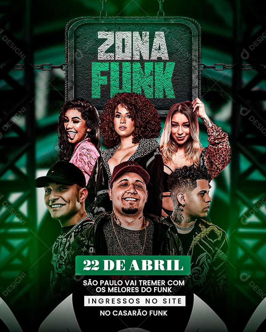 Flyer Eventos Funk, Revoada, Eletronico e Trap