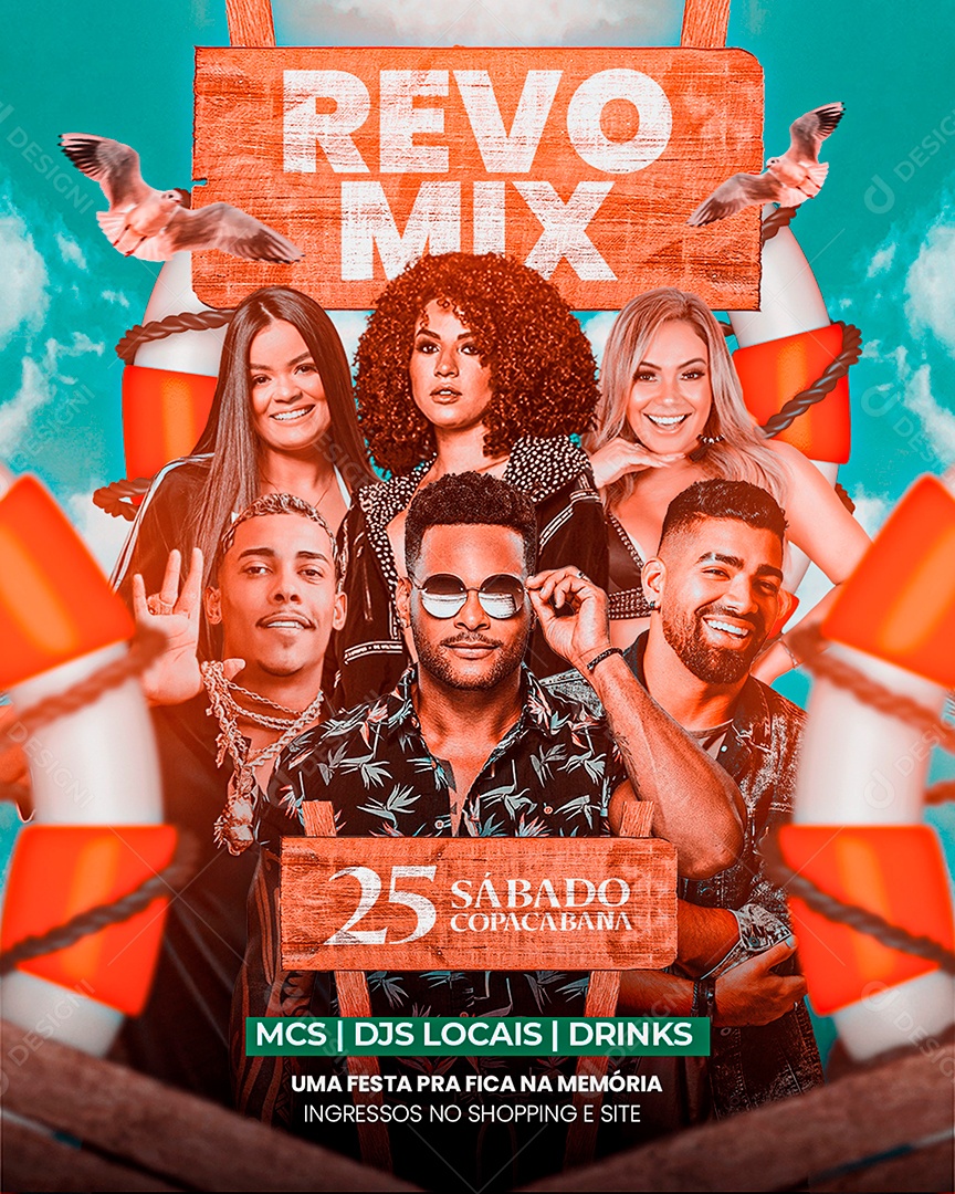 Flyer para Eventos Funk na Praia e Revoadas de Verão
