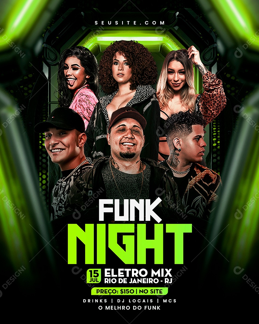 Flyer para Eventos Neon Eventos Funk e Trap