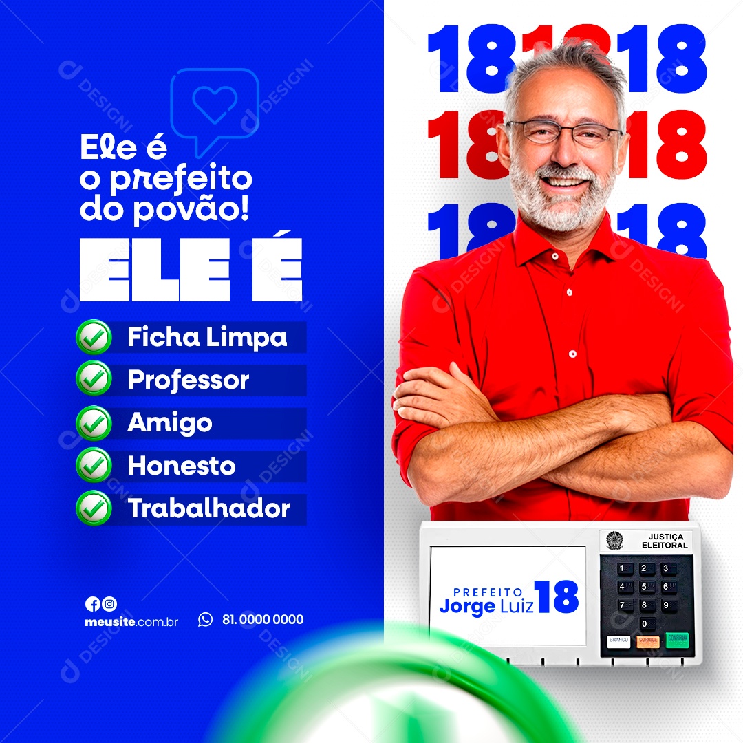 Ele é o Prefeito do Povão Social Media PSD Editável