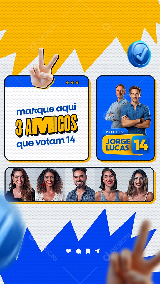 Story Marque Aqui 3 Amigos  que Votam 14 Social Media PSD Editável