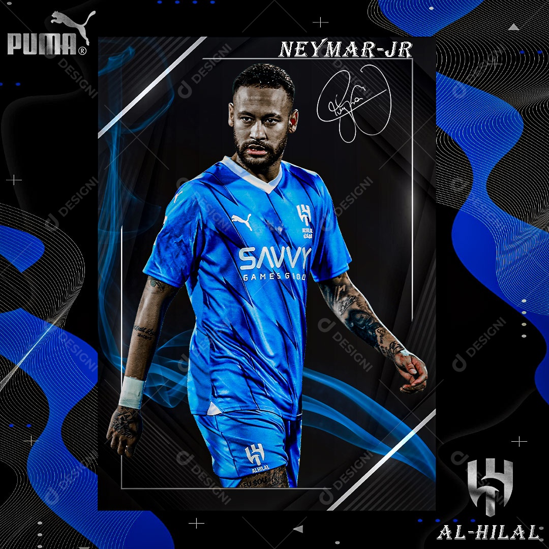 Jogador de Futebol Neymar Jr Social Media PSD Editável